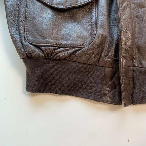 Vtg Cooper Jacket Men 46L Brown Type A2 Flight Bomber Goat Leather Military Coat - Picture 6 of 16